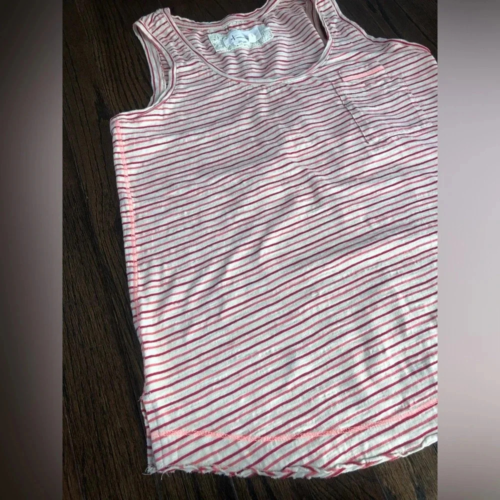 Anthropologie Women’s S Hot Pink/Pink/Beige Striped Sleeveless Cotton Tank-VGUC! - Picture 2 of 11